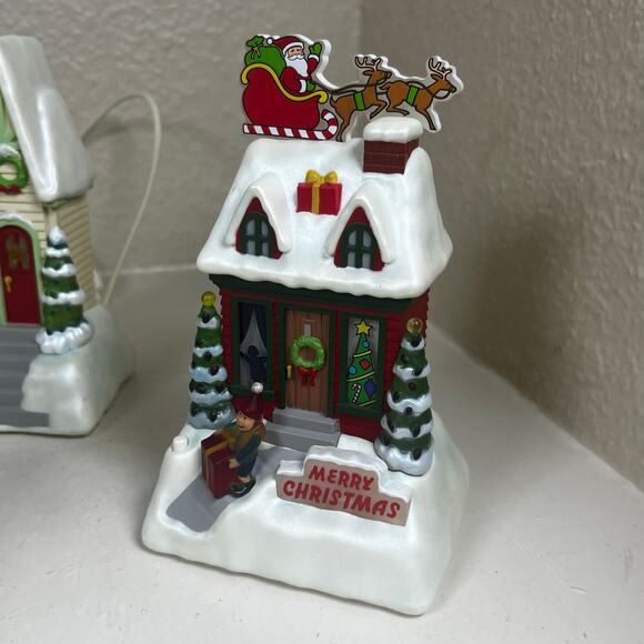 Hallmark Caroling Cottages 2009 Light & Sound Set of 4 & bonus 2014 Snowman - Picture 14 of 16